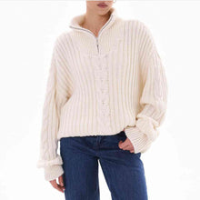 Load image into Gallery viewer, Ribbed Half Zip Long Sleeve Sweater