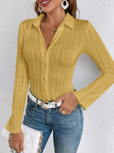 Load image into Gallery viewer, Collared Neck Long Sleeve Shirt