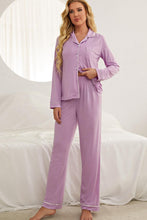 Load image into Gallery viewer, Contrast Piping Button Down Top and Pants Loungewear Set