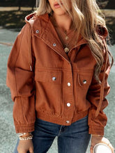 Load image into Gallery viewer, Snap Down Drawstring Hooded Jacket