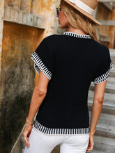 Load image into Gallery viewer, Contrast Round Neck Short Sleeve Knit Top