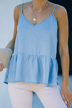 Load image into Gallery viewer, V-Neck Denim Peplum Cami