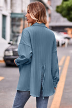 Load image into Gallery viewer, Slit Dropped Shoulder Longline Shirt