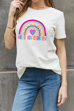Load image into Gallery viewer, Simply Love Full Size LOVE HELLO KINDERGARTEN Rainbow Graphic Cotton Tee