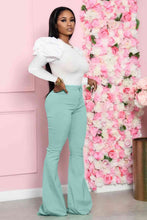 Load image into Gallery viewer, Leg-Of-Mutton Sleeve Top and Flare Pants Set