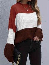 Load image into Gallery viewer, Color Block Dropped Shoulder Sweater