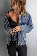 Load image into Gallery viewer, Studded Button Down Denim Jacket