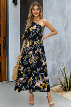 Load image into Gallery viewer, Printed One-Shoulder Tie Belt Maxi Dress