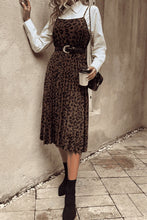 Load image into Gallery viewer, Leopard Print Spaghetti Straps Straight Neck Midi Dress