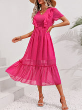 Load image into Gallery viewer, Swiss Dot Ruffled Short Sleeve Dress