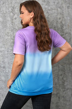 Load image into Gallery viewer, Plus Size Gradient Color Block Tee Shirt