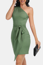 Load image into Gallery viewer, Tie Front One-Shoulder Sleeveless Dress