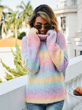 Load image into Gallery viewer, Contrast Turtleneck Dropped Shoulder Sweater