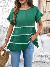 Load image into Gallery viewer, Round Neck Flounce Sleeve Blouse