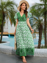Load image into Gallery viewer, Bohemian Surplice Neck Split Maxi Dress