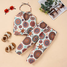 Load image into Gallery viewer, Baby Girl Printed Halter Neck Top and Pants Set