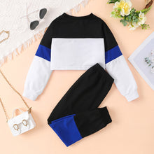 Load image into Gallery viewer, Kids Color Block Round Neck Long Sleeve Top and Pants Set