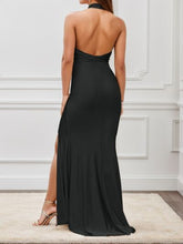 Load image into Gallery viewer, Slit Ruched Halter Neck Sleeveless Dress