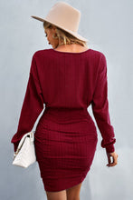 Load image into Gallery viewer, Ruched Dropped Shoulder Textured Knit Dress