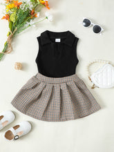 Load image into Gallery viewer, Baby Girl Ribbed Sleeveless Top and Plaid Skirt Set