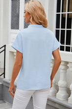 Load image into Gallery viewer, Notched Short Sleeve Blouse