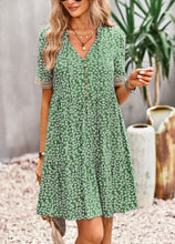 Load image into Gallery viewer, Floral Buttoned Puff Sleeve Dress