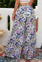 Load image into Gallery viewer, Floral Tie Belt Wide Leg Pants