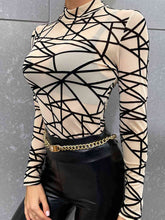 Load image into Gallery viewer, Geometric Mock Neck Long Sleeve Top