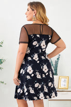 Load image into Gallery viewer, Plus Size Floral Polka Dot Mesh Yoke Dress