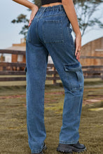 Load image into Gallery viewer, Loose Fit Long Jeans with Pockets