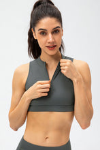 Load image into Gallery viewer, Full Size Cropped Cutout Back Zipper Front Active Tank Top
