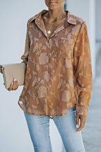 Load image into Gallery viewer, Textured Collared Neck Curved Hem Shirt