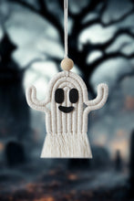 Load image into Gallery viewer, Wood Bead Fringe Ghost Shape Macrame Key Chain