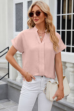 Load image into Gallery viewer, Notched Short Sleeve Blouse