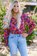 Load image into Gallery viewer, Flower Surplice Long Sleeve Top