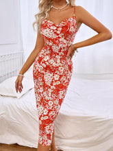 Load image into Gallery viewer, Floral Print Tie Back Cowl Neck Sleeveless Midi Dress