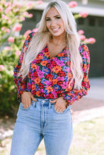 Load image into Gallery viewer, Flower Surplice Long Sleeve Top