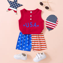 Load image into Gallery viewer, Kids USA Graphic Tank and Star and Stripe Shorts Set