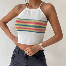 Load image into Gallery viewer, Contrast Halter Neck Lace-Up Cami