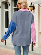 Load image into Gallery viewer, Color Block Button Up Collared Neck Shirt