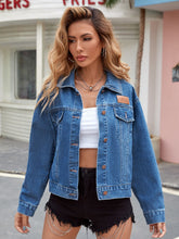 Load image into Gallery viewer, Dropped Shoulder Denim Jacket with Pockets