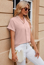 Load image into Gallery viewer, Notched Short Sleeve Blouse