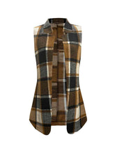 Load image into Gallery viewer, Plaid Open Front Collared Neck Vet