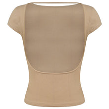 Load image into Gallery viewer, Round Neck Backless Short Sleeve Tee