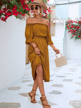 Load image into Gallery viewer, Frilled Off-Shoulder Flounce Sleeve Dress