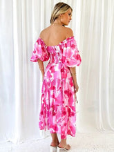 Load image into Gallery viewer, Printed Smocked Off-Shoulder Tiered Dress