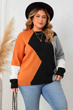 Load image into Gallery viewer, Plus Size Color Block Round Neck Knit Top
