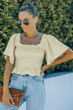 Load image into Gallery viewer, Smocked Frill Trim Peplum Top