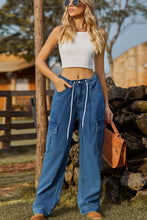 Load image into Gallery viewer, Loose Fit Drawstring Jeans with Pocket
