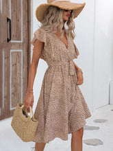 Load image into Gallery viewer, Printed Tie Waist Surplice Neck Dress